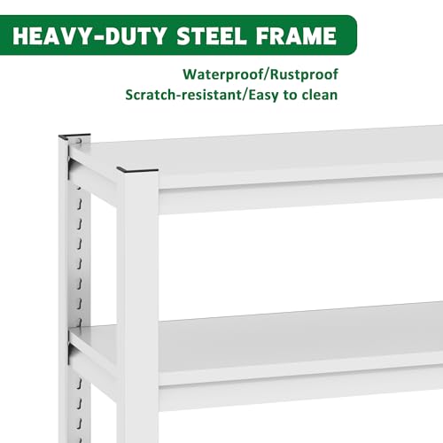 White 31.5 "L x 18 "W x 34"H 40-50 Gallon Fish Tank Stand, Metal Aquarium Stand with Accessories Storage,Aquarium Stand with Plant Shelf, Shelf Fish Tank Stand for Fish Tank Accessories Storage