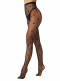 EVERSWE High Waist Fishnet Tights, Thigh High Suspender Stockings - color: Allover Heart, size: Large-X-Large