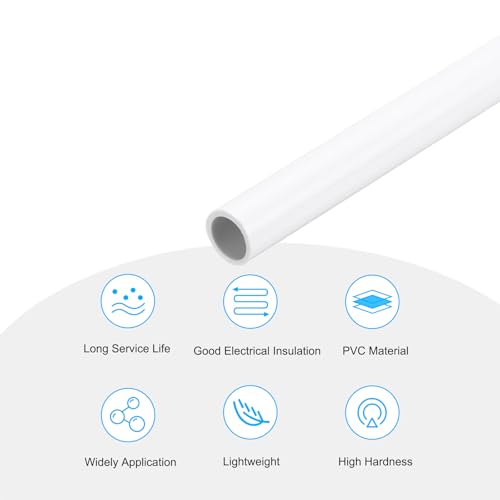 MECCANIXITY 2Pcs 0.35 Inch PVC Rigid Tube Round Pipe 7mm ID 9mm OD 12" High Impact for Water Pipe, Aquarium, Fish Tank, Greenhouse Garden, White - color: White, size: 7mm x 9mm