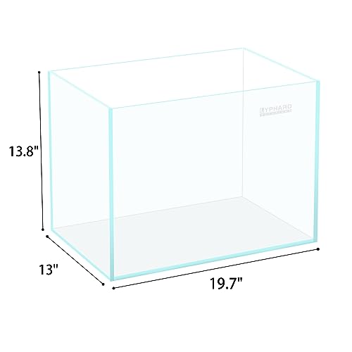 LYPHARD AQUARIUMS 15 Gallon Rimless Aquarium, Ultra Clear Glass Low Iron Rectangular Fish Tank L19.6×W13×H13.8 Inches Thickness 6mm with EVA Foam Mat Included - size: 15 Gallons