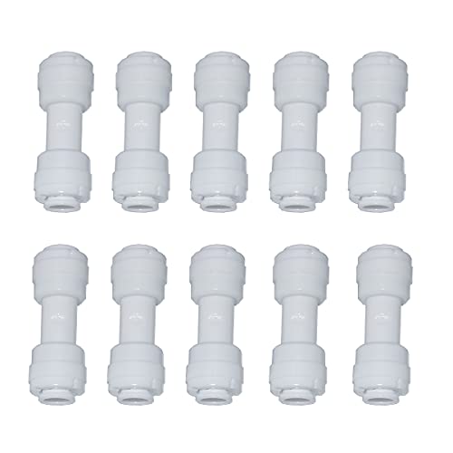 Malida 1/4" OD to 1/4" OD push fit straight union quick connector for RO water system push to connect tube (10pack) - size: I-TT-0202