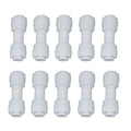 Malida 1/4" OD to 1/4" OD push fit straight union quick connector for RO water system push to connect tube (10pack) - size: I-TT-0202