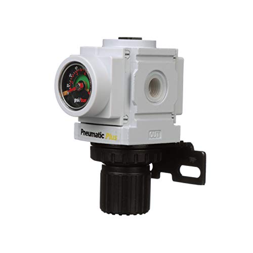 PneumaticPlus PPR2-N02BG Miniature Compressed Air Pressure Regulator 1/4" NPT - Embedded Gauge, Bracket - size: 1/4" NPT