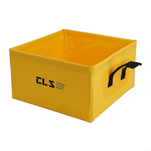 13L Folding Water Bucket, Duty 500D PVC Collapsible Wash Basin for Camping Fishing, Portable Square Container with Handle, Quick Dry Tear Resistant Outdoor Gear for Hiking Travel(Yellow) - color: Yellow