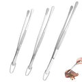 U-Taste 8"+10"+12" Kitchen Cooking Tweezer: 18/8 Stainless Steel Food-Grade Metal Food Tong, Flexible Pinching, Seamless-Welding and Sturdy for Serving Grilling Frying, Plating, Feeding (Round Tip) - size: 8in+10in+12in (round tip)