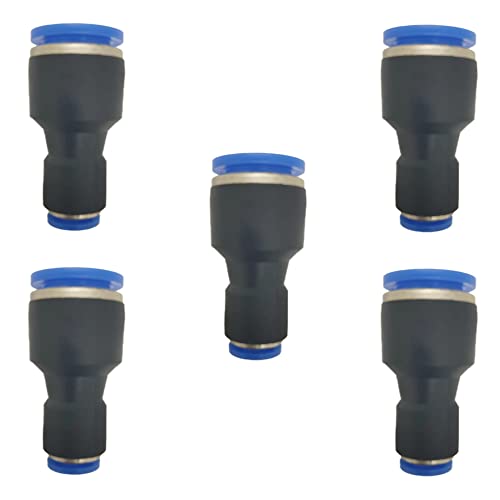 zjxed 1/2" OD x 1/4" OD Pneumatic quick Connector Push to Connect fittings Straight reducer Union/Coupler (Pack of 5) - size: 1/2 inch-1/4 inch