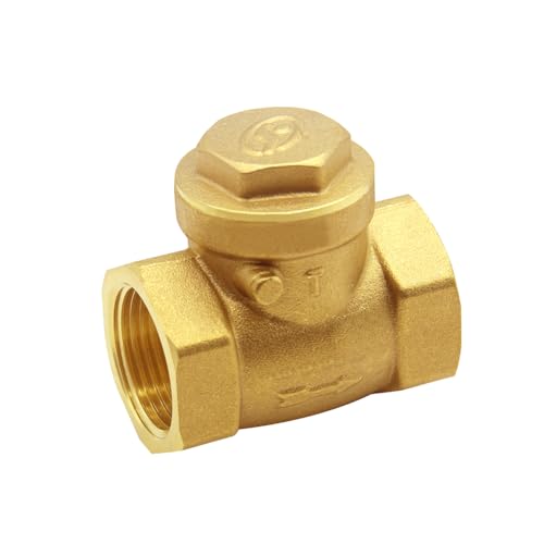 Joywayus 1/2” Female Thread Brass Horizontal Check Valve DN15 One-Way Non-return Swing Check Valve Prevent Water Backflow - size: 1/2" Female