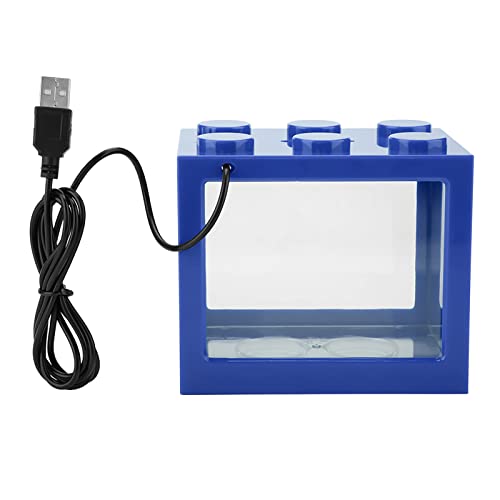 Small Fish, Acrylic Mini Fish Desktop Mini Aquarium Bowl for Goldfish Aquarium Starter Kits with USB LED Light Office Tea Table Decor