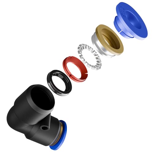 SNS Elbow 1/4 inch Tube OD Push to Connect Tube Fittings Push Lock SPV-1/4 (Pack of 10) - size: SPV-1/4