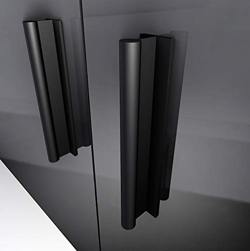 HRX Self-Adhesive Edge Fingerpull Door Handle - Easy to Install Screwless Peel and Stick on Glass, Wood, Metal, Plastic - Sliding Doors Knob for Kitchen Fronts, Drawers & Dressers Panels - 2 Pack - color: Black