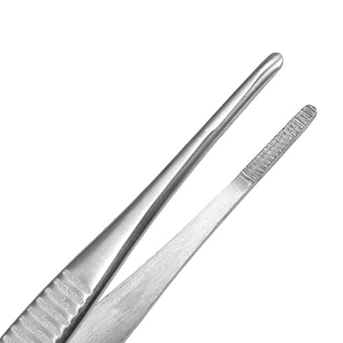 5 Inch Stainless Steel Tweezers with Straight Serrated Tip Multipurpose Forceps for Craft Repairing 2 Pack - size: 5 Inch