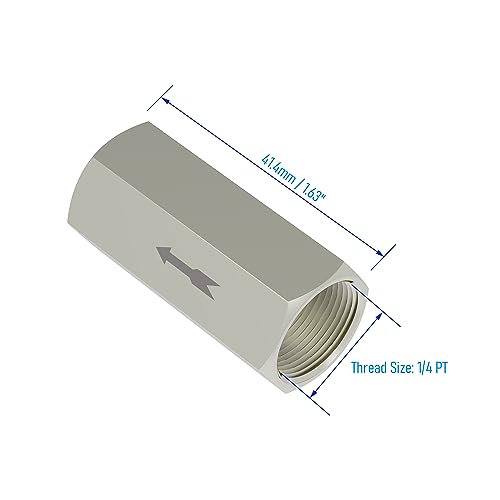 2 PCS Air Check Valve, 1/4 PT Nickel-Plated Brass Copper Non Return One Way Air Check Valve, Female Threaded Full Port - size: 1/4 PT