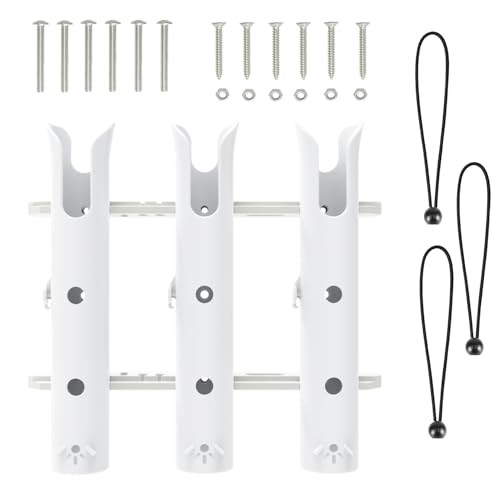 Aventik Tube Fishing Rod Holder Bracket Wall Mounted Boat Side Mount Tool Holder Tube Links with Screws 1/2/3/4/6 Pole Tube Fishing Rod Holders - color: 3-Pole White