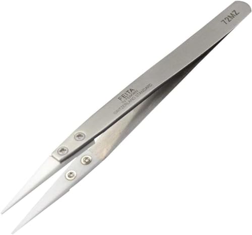 FEITA Precision Pointed Ceramic Tweezers - Temperature Resistant and Anti-Magnetic White Fine Pointy Ceramic Tips Twizzers - For Electronic Repair, DIY Crafting Hobby Tools - 1 Pc - color: White Head