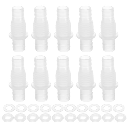 uxcell 10Pcs Plastic Hose Barb Fitting, 7/16" x 1/2" Bulkhead Adapter Union Splicer Mender Pipe Connector with M16 Nut and Washer for Aquarium Air Water Fuel - size: 7/16" x 1/2", M16 Nut
