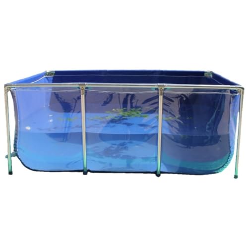 PVC Canvas & Steel Pipe Frame, Large Aquarium Pool Pond for Fish & Aquatic Pets, Transparent Viewing Window Panel, Easily Assembled(120x80x51cm) - size: 120x80x51cm