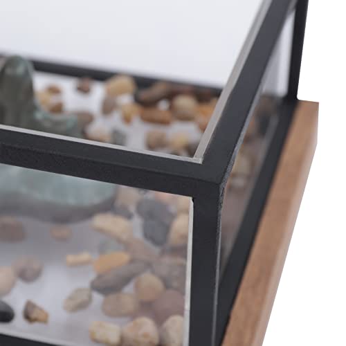 Desktop Rockery Waterfall Fountain with Rockery & Fish Tank, Indoor Water Fountain Tabletop Waterfall Decoration for Gift Home Decor Office Bedroom, 16.9" L*8" W*8.1" H