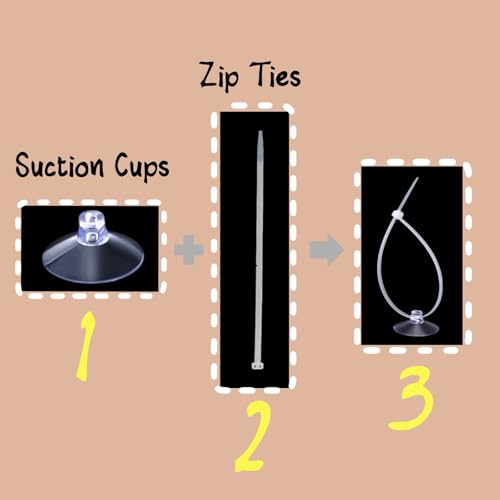 30 Pcs Suction Cups with 50 Pcs Adjustable Zip Ties 25mm & 35mm Aquarium Suction Cups Rubber Sucker Pad for Home Garden Fish Tank Tubing Binding Moss Shrimp Nest Decorations