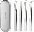 4in1 Precision Stainless Steel Tweezers For Eyelash Extensions, Hair Eyebrow Remove, Blackhead removal