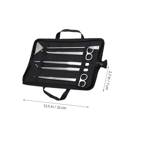 ibasenice 5pcs Aquarium Maintenance Tool Set Stainless Steel Scissors and Tweezers for Aquascaping Includes Canvas Storage Bag for Freshwater and Plant Care