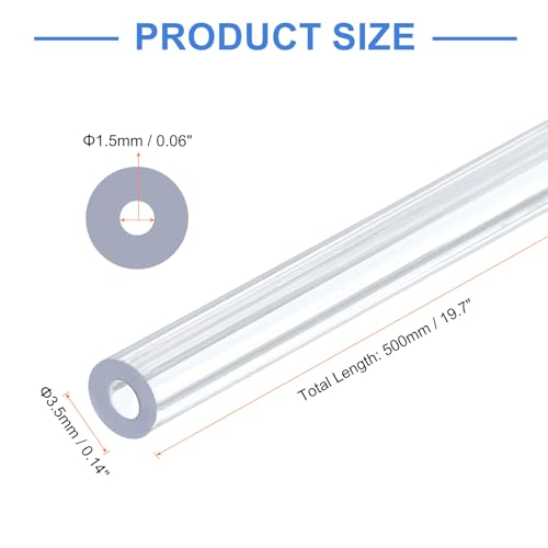 uxcell 10 Pcs Clear Plastic Rigid Tubing 1.5mm ID x 3.5mm OD, 0.5 Meters Length Round Polycarbonate Tubing for Aquarium Water Pipe, Water Cooling System, Plumbing - size: 1.5mm x 3.5mm