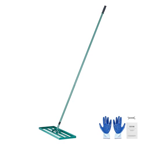 VEVOR Lawn Leveling Rake, 30" x10" Level Lawn Tool, Heavy-Duty Lawn Leveler with 78" Steel Extended Handle, Yard Leveling Rake Suit for Garden, Golf Lawn, Farm, Green - size: 30"x10", style: Classic: Alloy