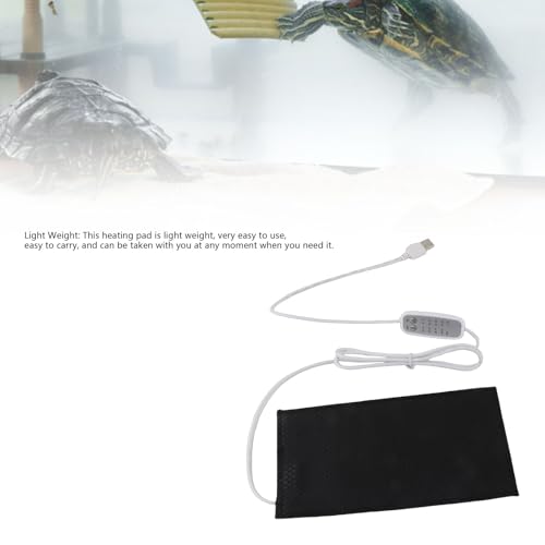 Reptile Heating Pad DC 5V Under Tank Terrarium with Temperature Control USB Power Safety 4 Gear Adjustment Reptile Heat Mat for Turtle Tortoise Snakes Lizard Gecko (10x20cm) - size: 10x20cm