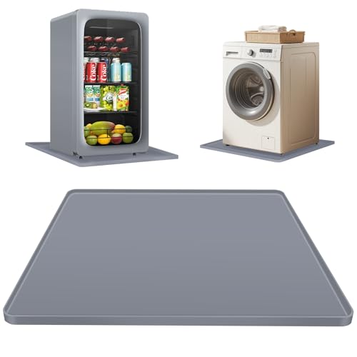 ToLanbbt Mini Fridge Silicone Mat - 24" x 24" x 0.8" Mini Fridge Drip Tray Under Refrigerator Mat Carpet Floor Protector, Leak-Resistant Portable AC Pan for Washing Machine Dishwasher Dryers, Gray - color: Gray, size: 24"x24"x0.8"
