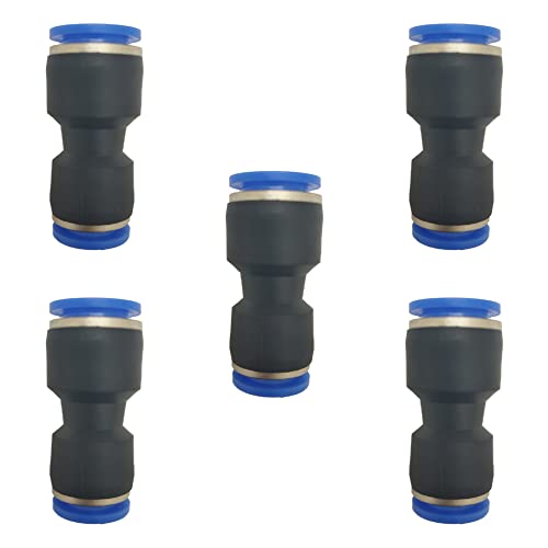 zjxed 1/2" OD x 3/8" OD Pneumatic quick Connector Push to Connect fittings Straight reducer Union/Coupler (Pack of 5) - size: 3/8 inch-1/2 inch