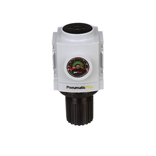 PneumaticPlus PPR3-N02BG Compressed Air Pressure Regulator 1/4" NPT (High Flow), Embedded Gauge & Bracket - size: 1/4" NPT (High Flow)