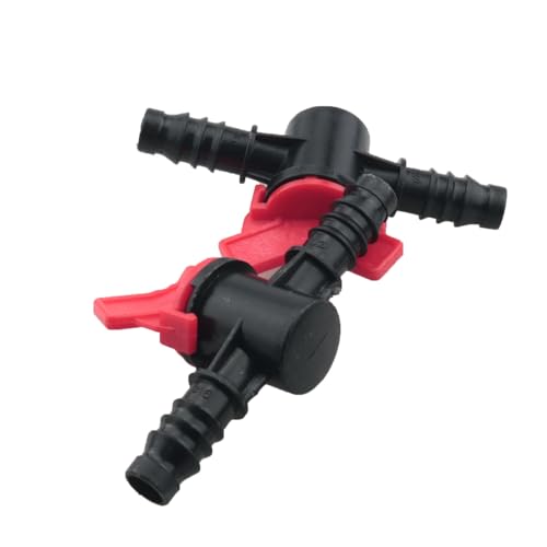4PCS Plastic Barbed Ball Valve 1/4 in Built In Ball Valve Switch Hose Barb Connector For Drip Irrigation Aquariums Controlling Water Flow in Plant Growing Containers Black