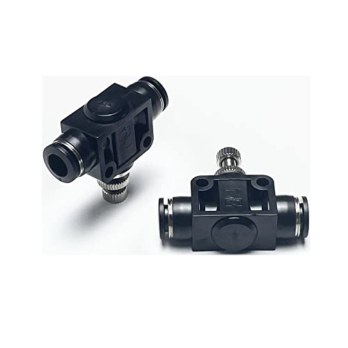 Pneumatic SCF Series 8MM Tube OD Air Flow Control Valve,Union Pneumatic Speed Control Flow Controller SCF-8(Pack of 2) - color: Black, size: 8MM OD
