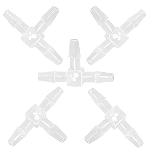 3/16" Tee Fitting Equal Barb 3 Way Hose Barb Adapter for Fuel Gas Liquid Air (Pack of 5) - size: 3/16 inch