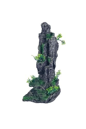Large Fish Tank Decorations - Mountain View Aquarium Ornament with Tree House Cave - color: D