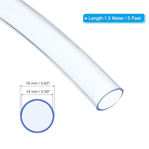 PATIKIL PVC Tubing 5/9" ID x 5/8" OD (14 mm x 16 mm) 5 Ft / 1.5 Meter, Flexible Clear Vinyl Tubing Water Hose Tube for Reverse Osmosis Systems Water Filters, Clear - size: 5/9" x 5/8" x 5 Ft
