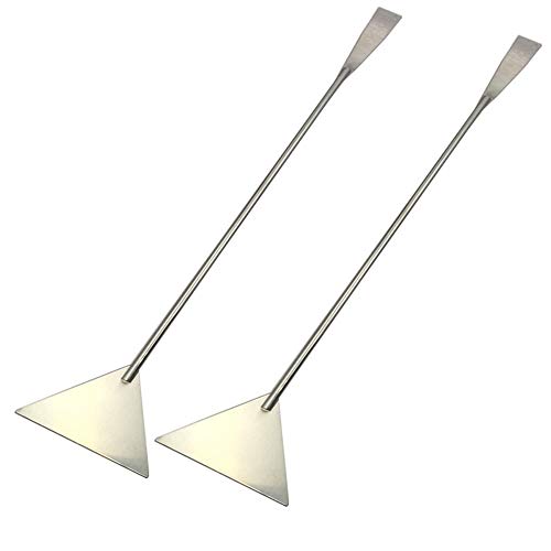 luzen 2Pcs Stainless Steel Aquarium Spatula Long Sand Spatula Scrapers Shovel Fish Tank Aquatic Plant Tools for Aquarium Accessories, 12.59 Inches (Silver)