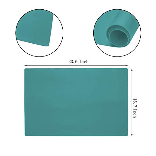 23.6'' by 15.7''Flexible Silicone Placemat Non Slip Waterproof Heat Resistant Dinner Table Mat (Dark Green-2 pcs) - color: Dark Green-2 Pcs