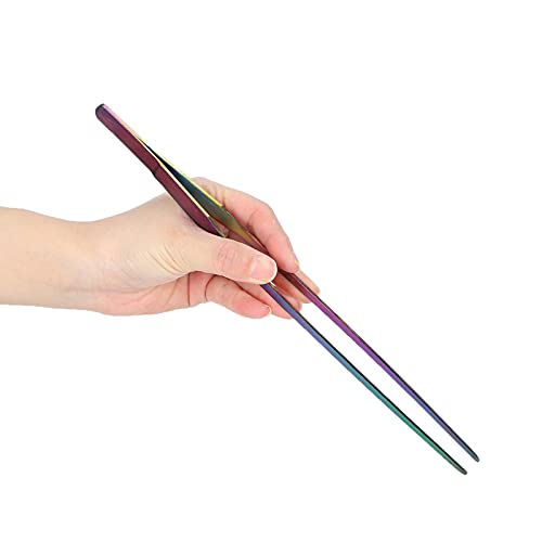 Aquarium Tweezers Stainless Steel Long Fish Tank Planting Tools for Aquatic Plants Reptiles Feeding Colorful 27cm 10.6in Durable Ergonomic Design (27cm straight clip) - size: 27cm straight clip