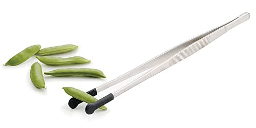 RSVP International Endurance Silicone Tipped Kitchen Tweezers Food Safe, Durable Stainless Steel, Heat Safe up to 475 Degrees F, 12" Length