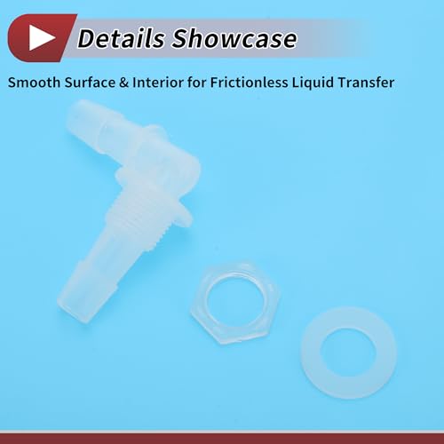 1 Set Aquarium Plastic Hose Barb Fitting 3/8" Hose ID Elbow Connectors Aquarium Tank Air Pump Hose Joints Clear PP - size: 3/8"-G3/8