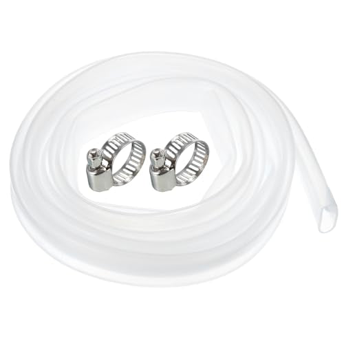 uxcell Silicone Tubing 22mm(7/8") ID 26mm(1") OD 10ft Silicone Rubber Tube Air Hose Water Pipe Clear with Clamps - size: 22mm x 26mm