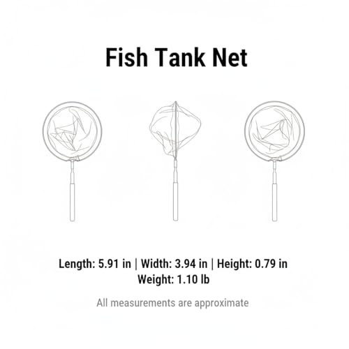 Aquarium Fish Net with Fine Mesh, Durable PP Plastic Frame for Scooping Debris and Transferring Fish, 7.9 x 3.9 Inch Head (1 Pack)