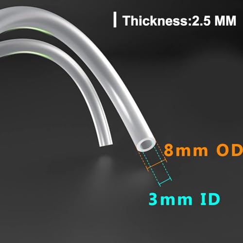 Feelers Silicone Tubing, Food Grade Pure Siliconce Hose 3mm ID 8mm OD 3.3ft, High Temperature Resistant Flexible Hose for Water Air Pump, Aquarium, Home Brewing, Kitchen - size: 3mm-8mm, style: 3.3 Feet