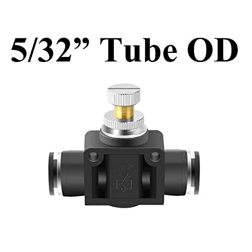 Beduan 5/32" x 5/32" Tube OD Air Flow Control Valve with Push-to-Connect Fitting Speed Controller Union Straight SCF-5/32 (Pack of 2) - size: 5/32" Tube OD(2Pcs)