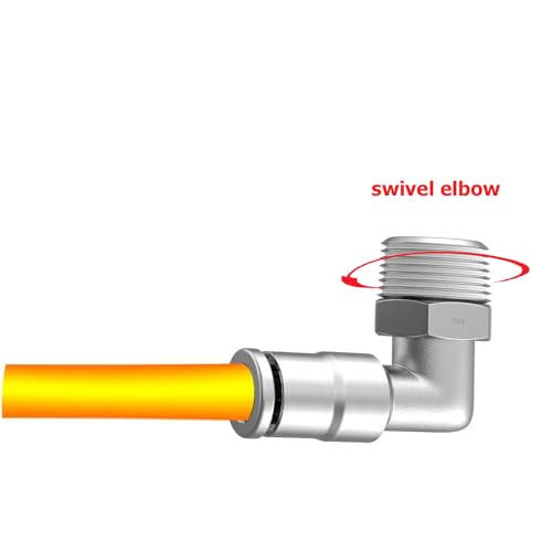 3/8" Od 1/4" Npt Air Elbow Push-to-connect Fittings Air Connectors Fittings Push Elbow Air Line Swivel Fitting Nickel-plated Brass Air Fittings Swivel Pl-3/8-n2 (5 Pack) - size: 3/8"od 1/4" npt
