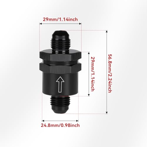 6AN Non Return One Way Inline Check Valve Fitting Aluminum Black - size: 6AN