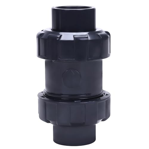 DERNORD 1" UPVC True Union Ball Check Valve with Full Port, EPDM Seals, Rated at 200 PSI, 1 Inch Socket - size: 1 Inch