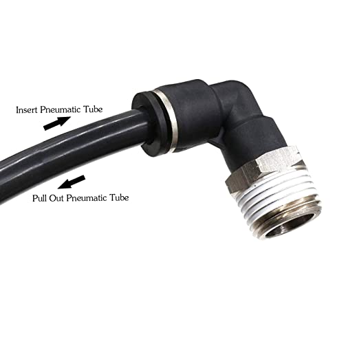 CEKER 3/8 Tubing x 3/8" Npt Male Thread Elbow 90 Degree Push to Connect Fittings Air Fittings Pneumatic Quick Connect Fitting Airlines Push In Connectors Tube Fittings 10Packs - size: 3/8" OD X 3/8" MNPT