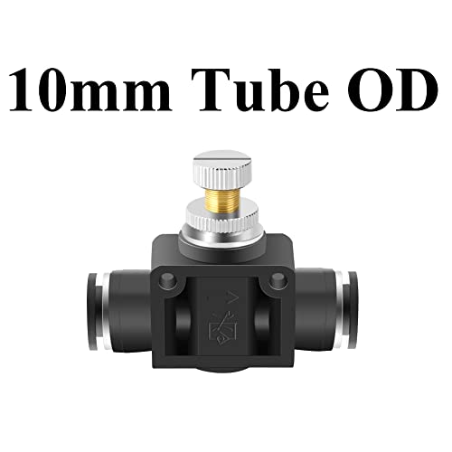 Beduan 10mm x 10mm Tube OD Air Flow Control Valve with Push-to-Connect Fitting Speed Controller Union Straight SCF-10 (Pack of 2) - size: 10mm Tube OD(2Pcs)