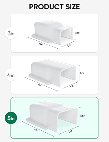 5" Entry Wall Cover Line Cover Set Parts PVC Accessory for Decorative for Ductless Mini Split, Central AC and Heat Pumps, White - color: White, size: 5 inch